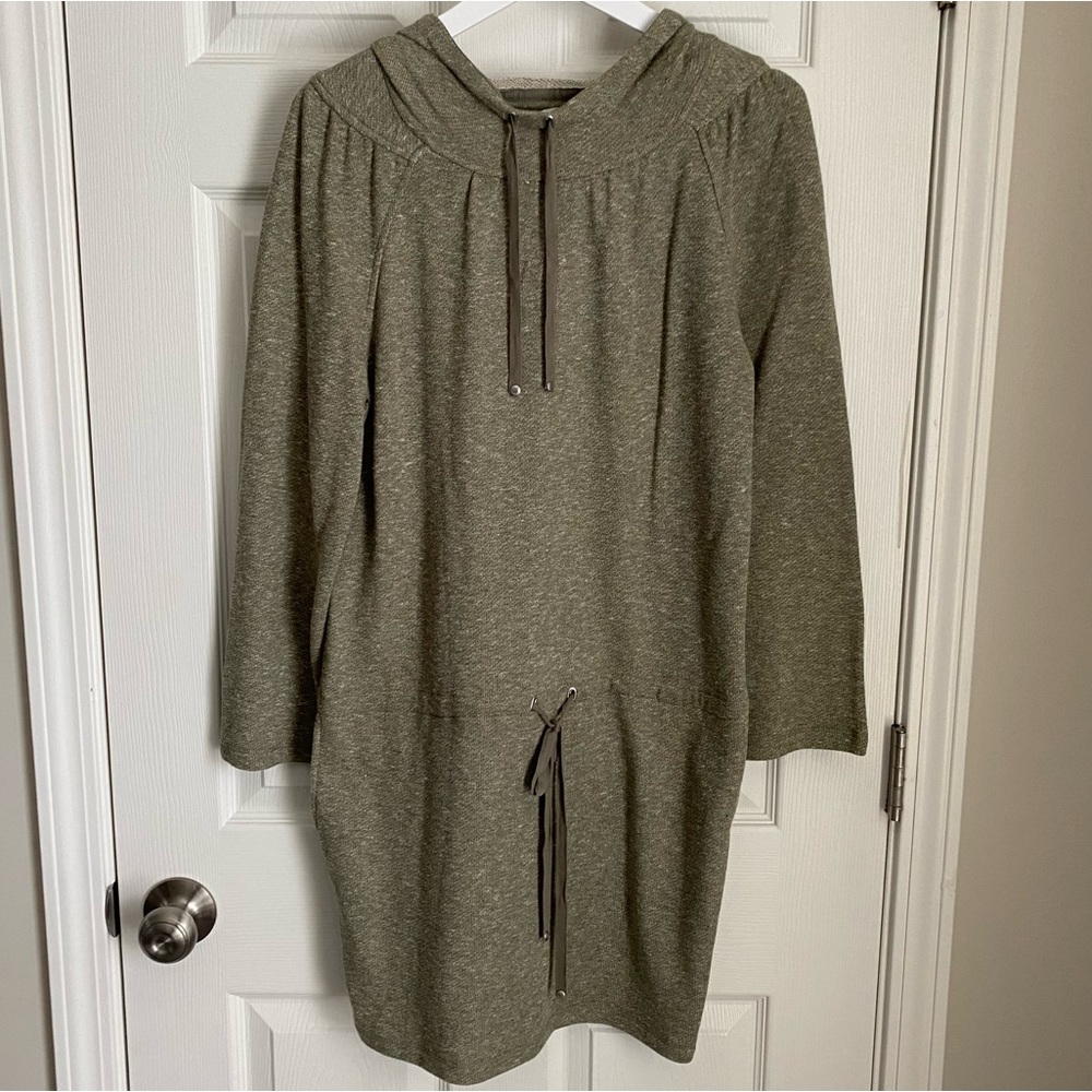 Max Studio London Pullover Hoodie Dress Women Medium Sage Green Cottage Core - Picture 1 of 6